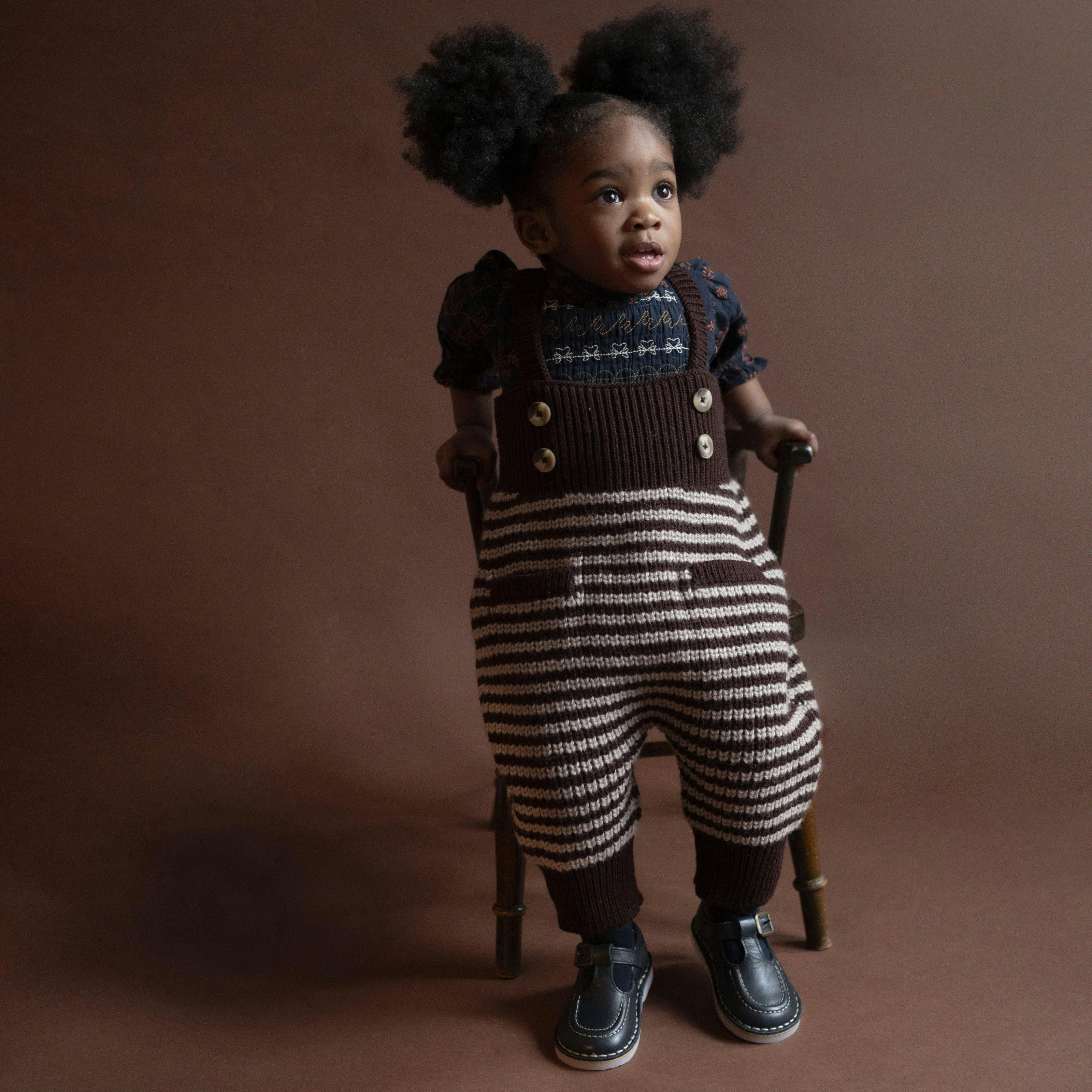 Baby Acorn Knit Ribbed Bodice Sleeveless Strap Jumper