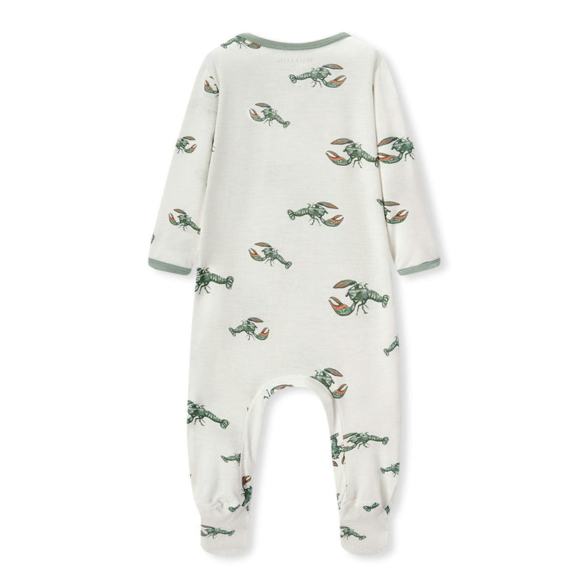 Mint Lobster Luxe Stretch Zipper Footed Romper