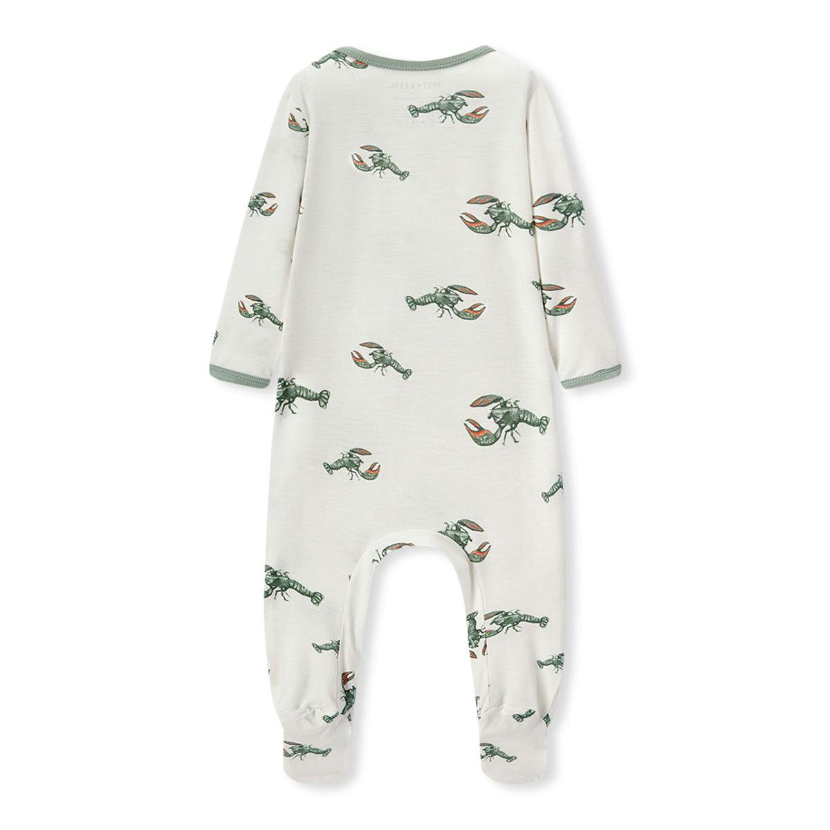 Mint Lobster Luxe Stretch Zipper Footed Romper