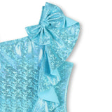 Shimmering Blue Asymmetric Ruffle Swimsuit