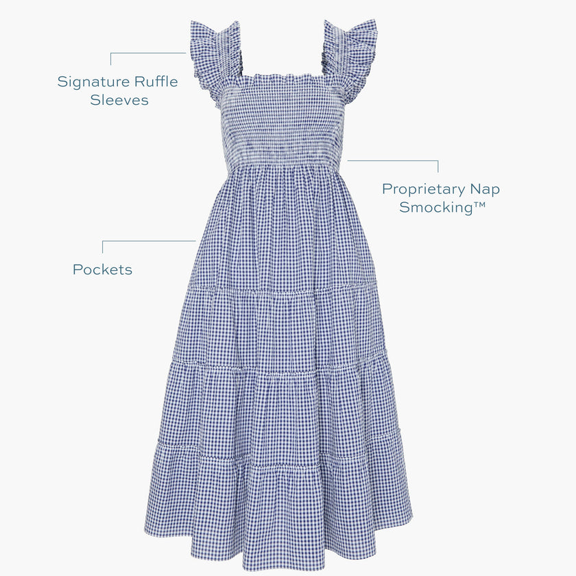The Ellie Nap Dress - Navy Gingham