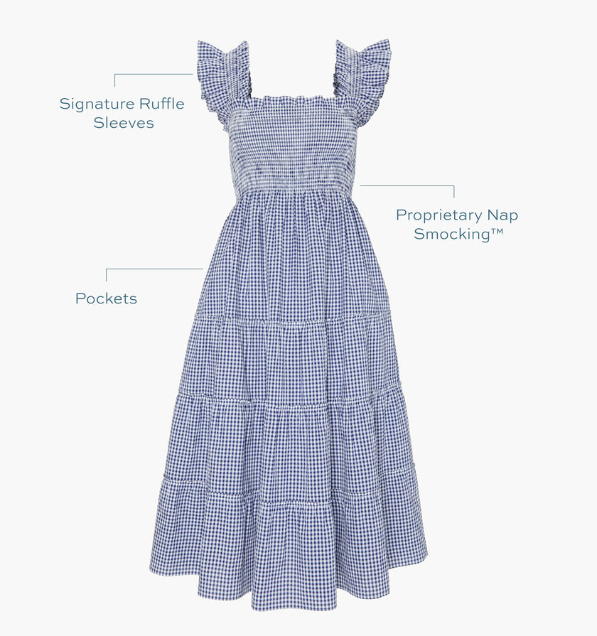 The Ellie Nap Dress - Navy Gingham