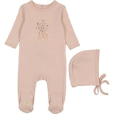 Nature's Florals Footie & Hat Set Ivory & Rose