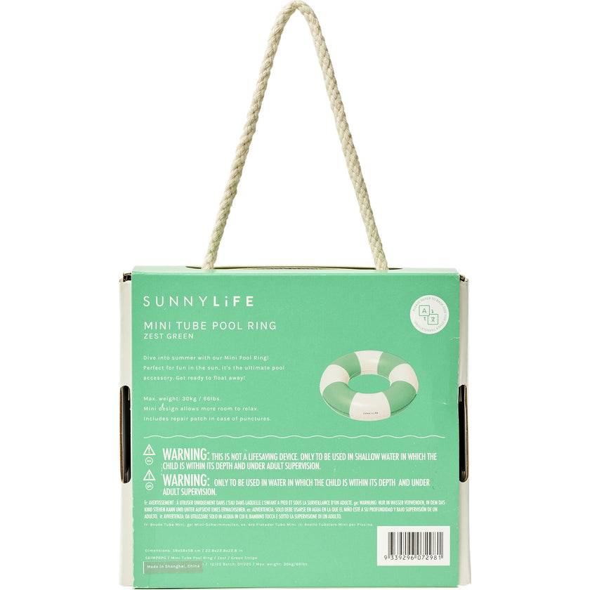 Mini Tube Pool Ring: Zest Green Stripe