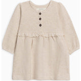 Nina Waffle Knit Ruffle Waist Dress Heather Oat