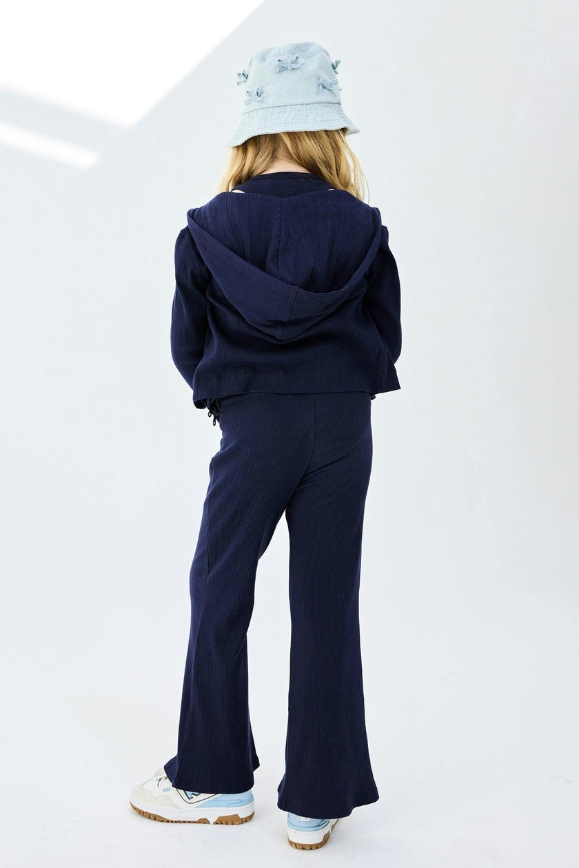 Girls Rib Hoodie in Black
