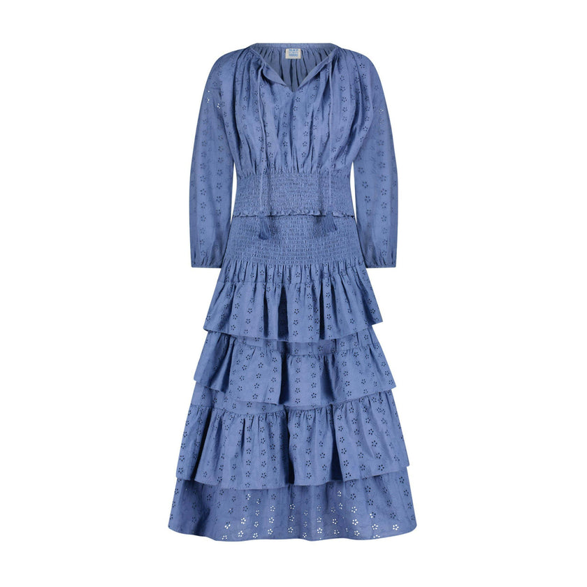 Karmin Womens Ruffle Skirt Ocean Blue Eyelet, Blue Eyelet