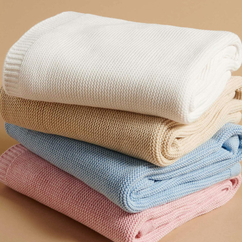 Textured Knit Blanket Pink Melange