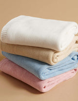 Textured Knit Blanket Blue Melange