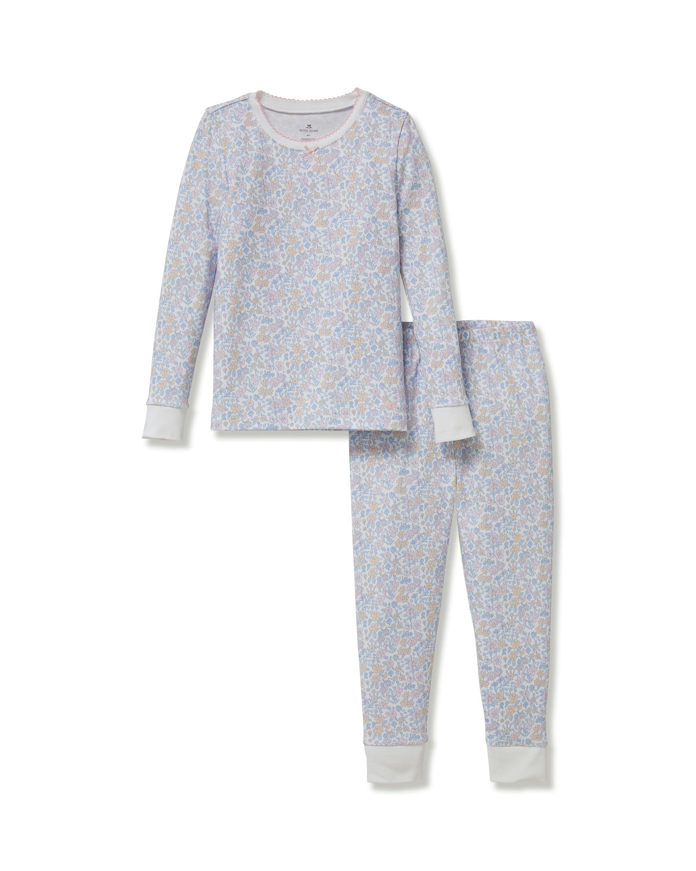 Kid's Pima Snug Fit Pajama Set in Fleur Blanche