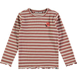 Flower Striped Long Sleeve Lettuce Hem T-Shirt