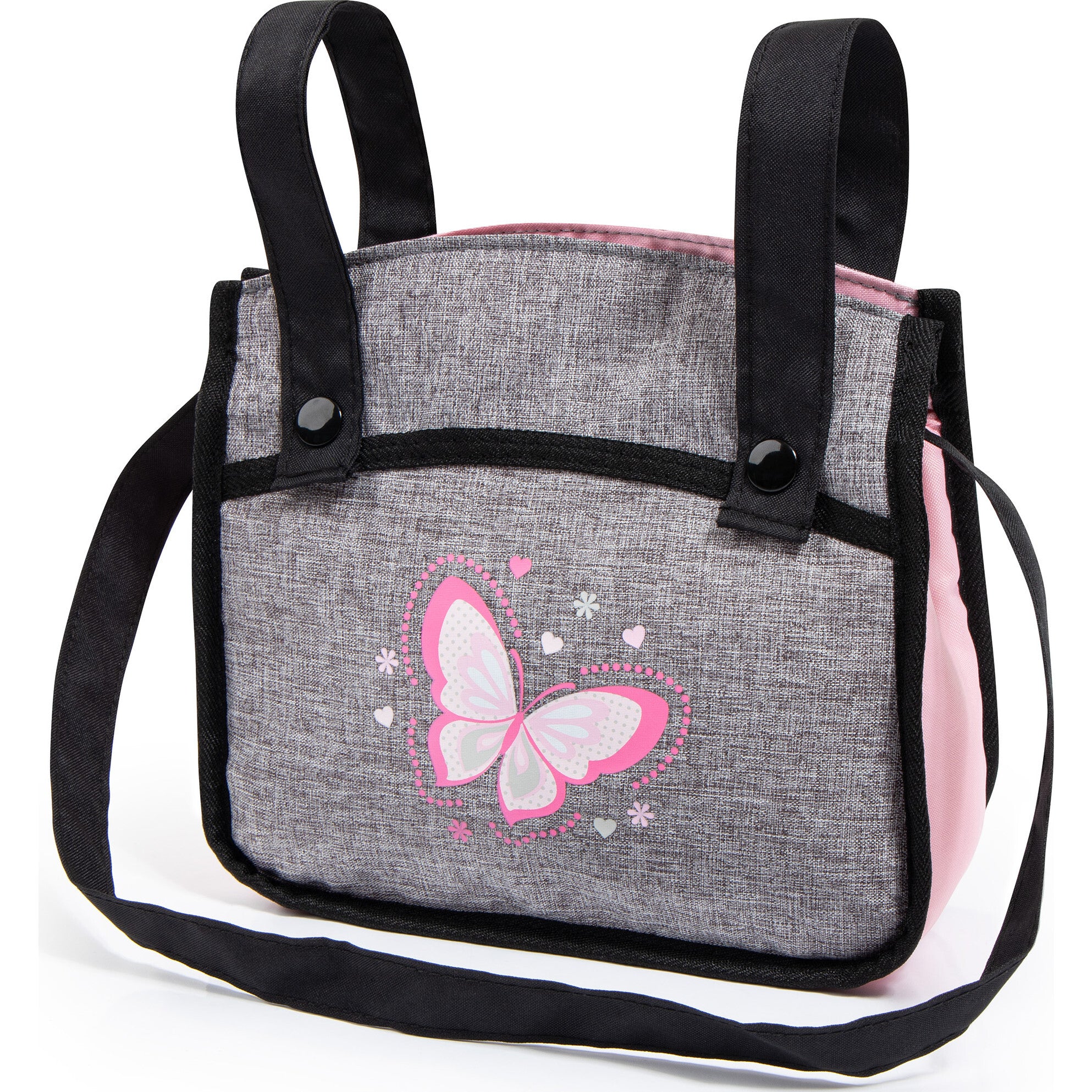 Bayer Design Dolls: Xeo Twin Pram - Grey & Pink