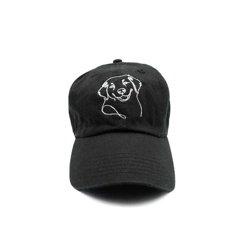Custom Embroidered Dog Outline Hat, Black