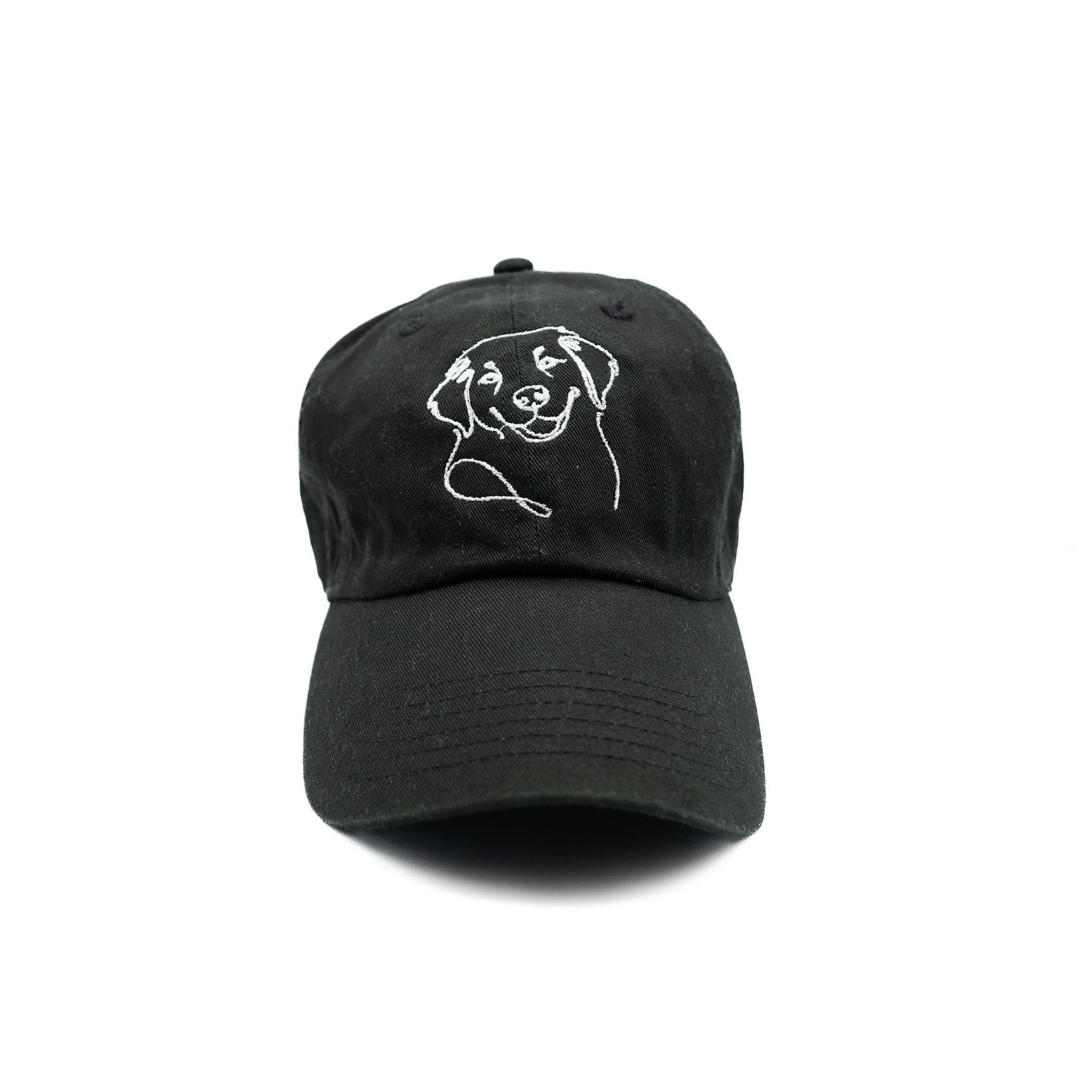 Custom Embroidered Dog Outline Hat, Black