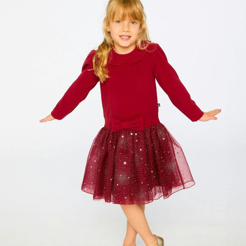 Bi-Material Dress with Glittering Skirt