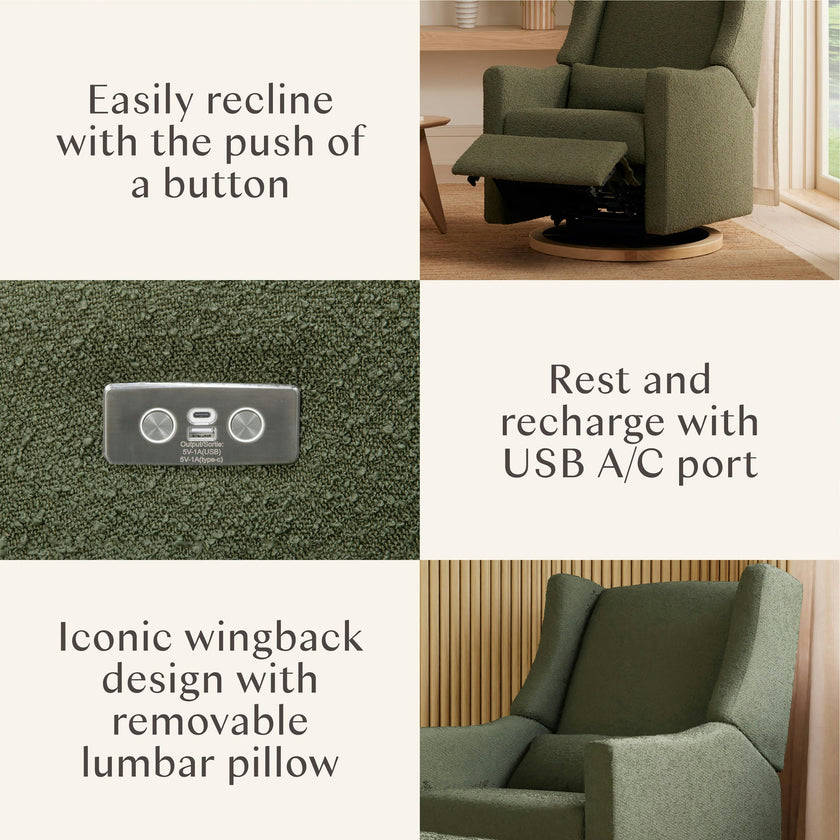 Babyletto Kiwi Electronic Recliner and Swivel Glider with USB port