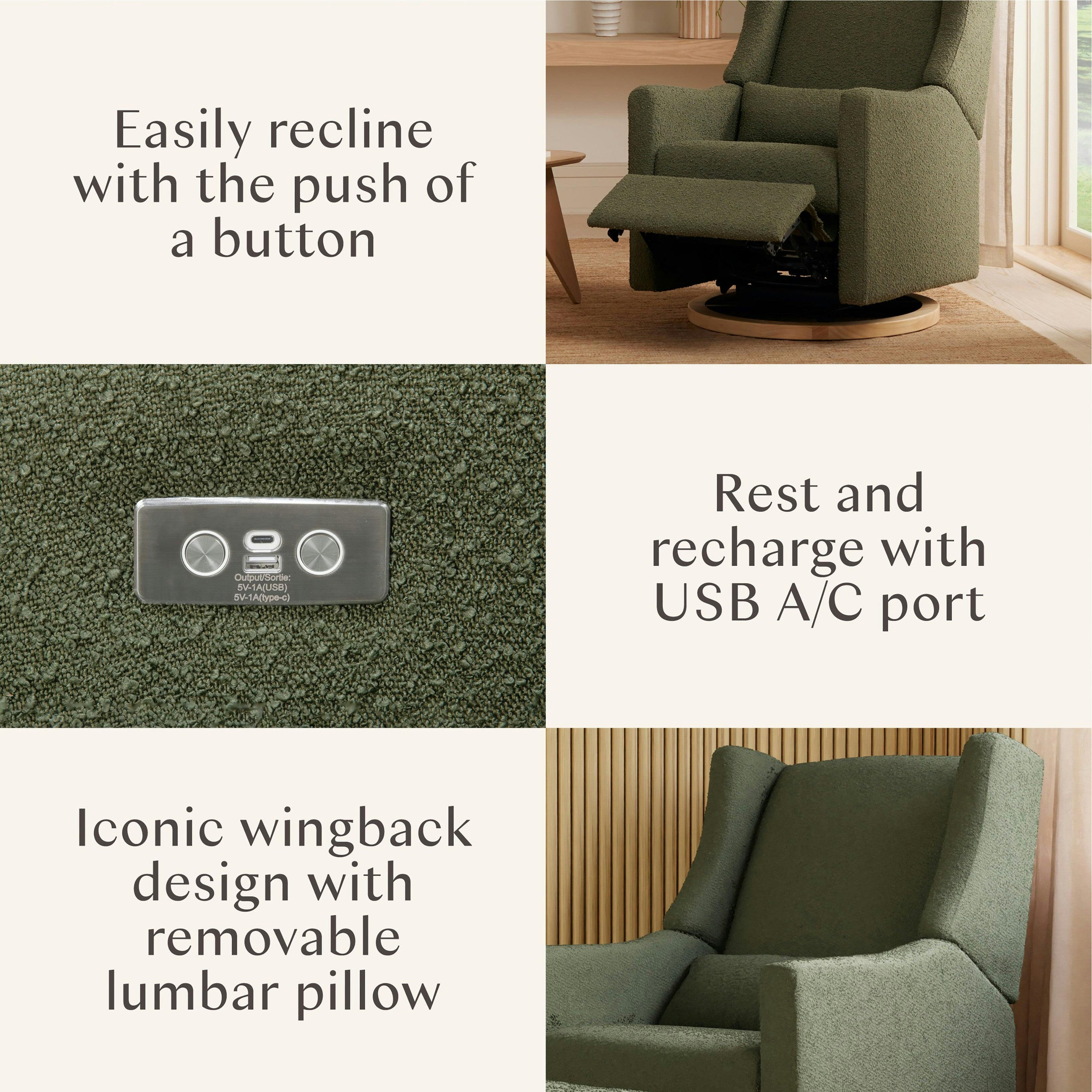 Babyletto Kiwi Electronic Recliner and Swivel Glider with USB port