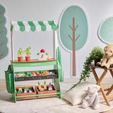 Teamson Kids Vermont Farmers Market Stand with Interactive Accessories & Vegetables