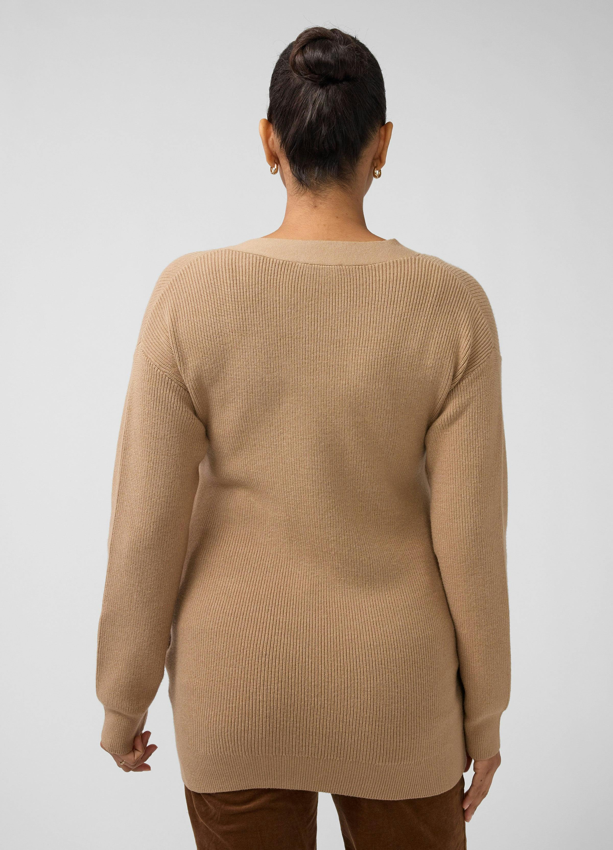 Ribbed Knit Crossover Maternity Nursing Cardigan