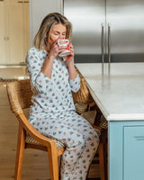 Women's Organic Henley Pajama Set with Pants [Tinsel Trees]