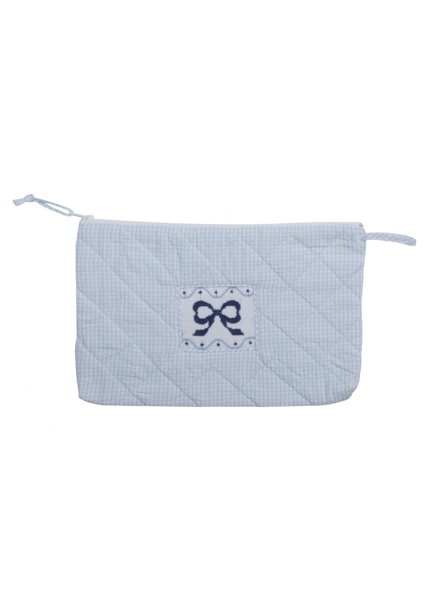 Quilted Luggage - Blue Bow