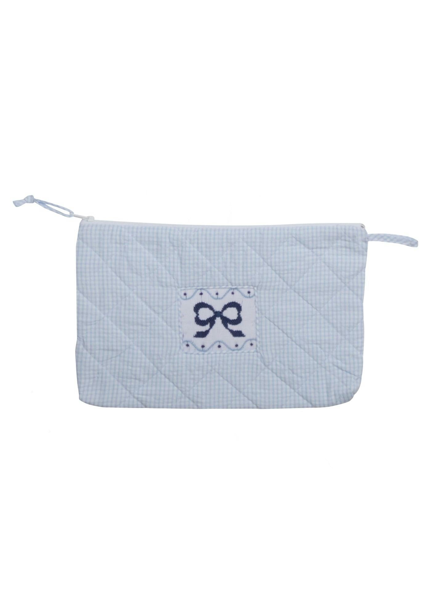 Quilted Luggage - Blue Bow