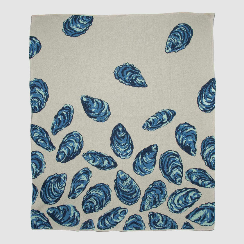 Cotton Sustainable Knit Throw Blanket | Coastal - Oyster