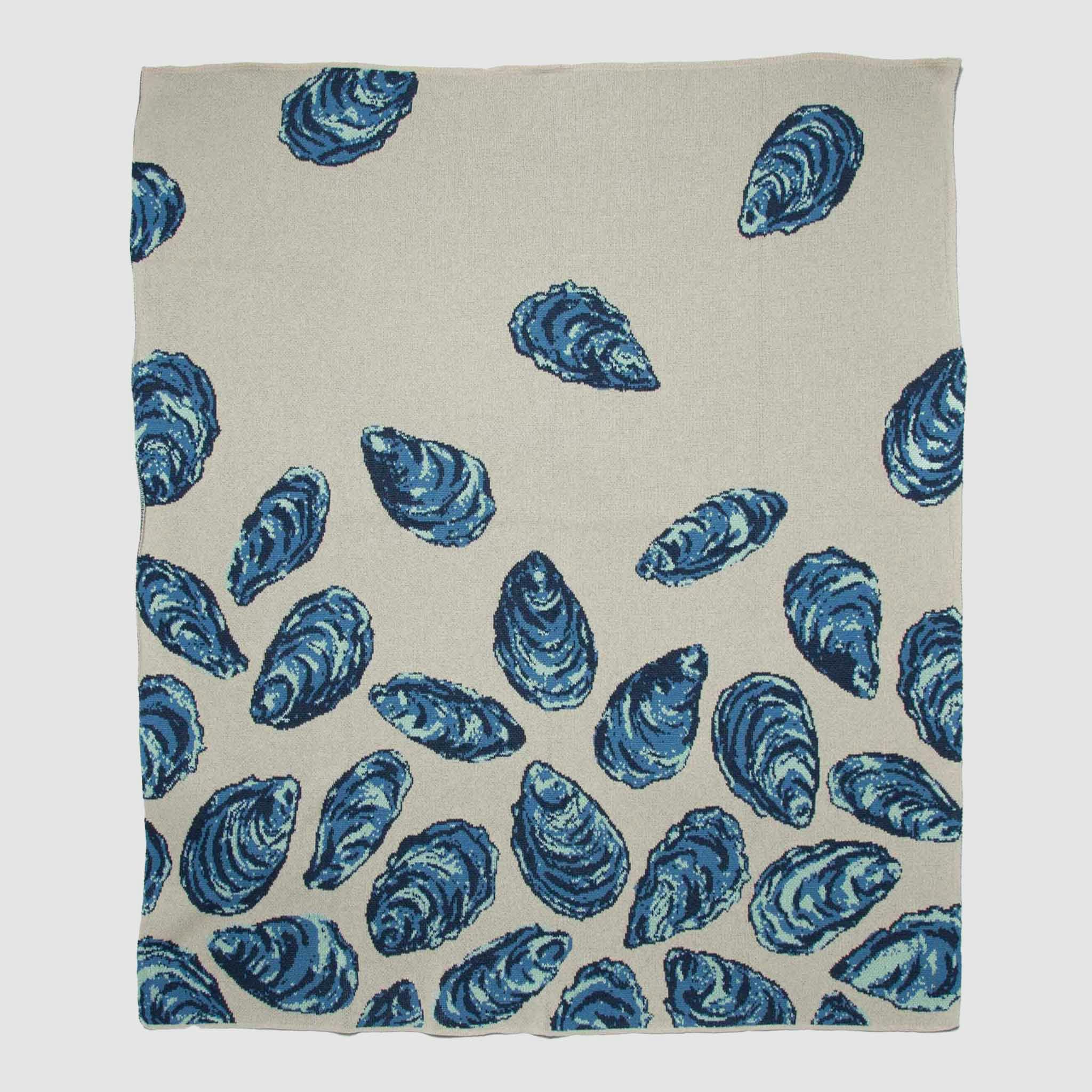Cotton Sustainable Knit Throw Blanket | Coastal - Oyster