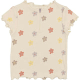 Floral Ribbed Girls Short Sleeve Top