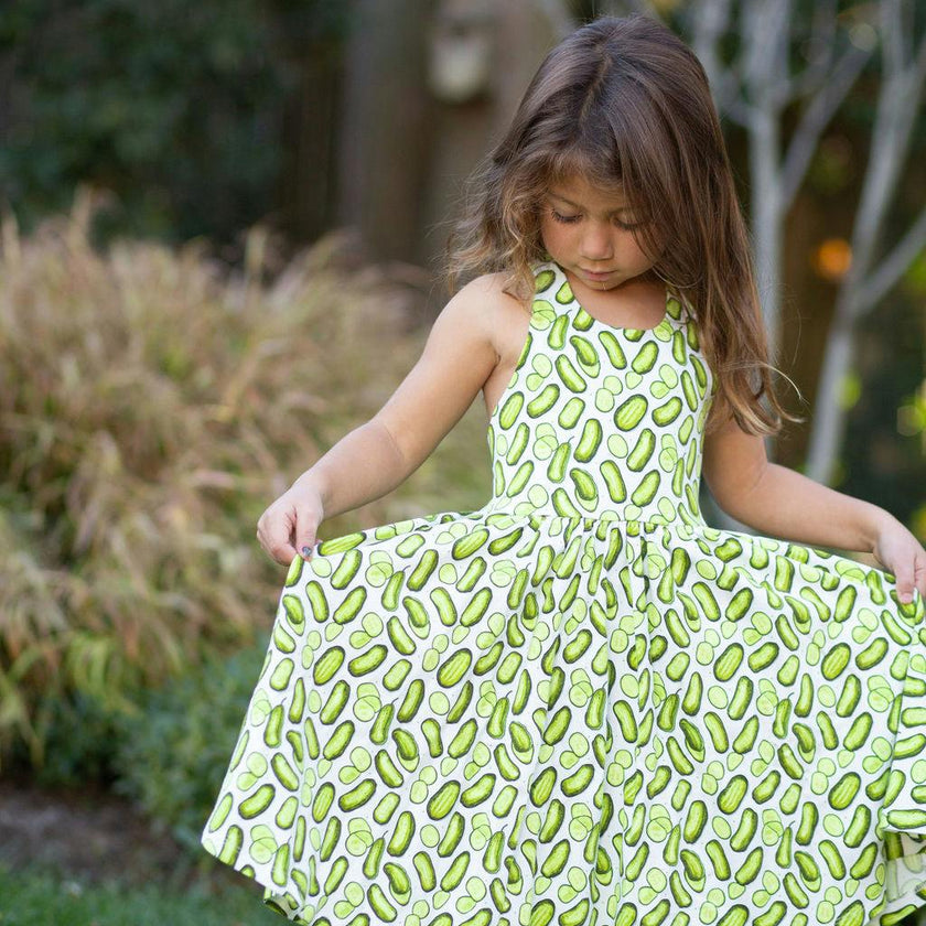 Cross Back Twirly Dress in Pickles
