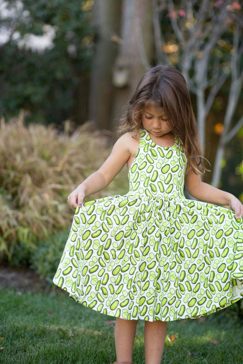 Cross Back Twirly Dress in Pickles