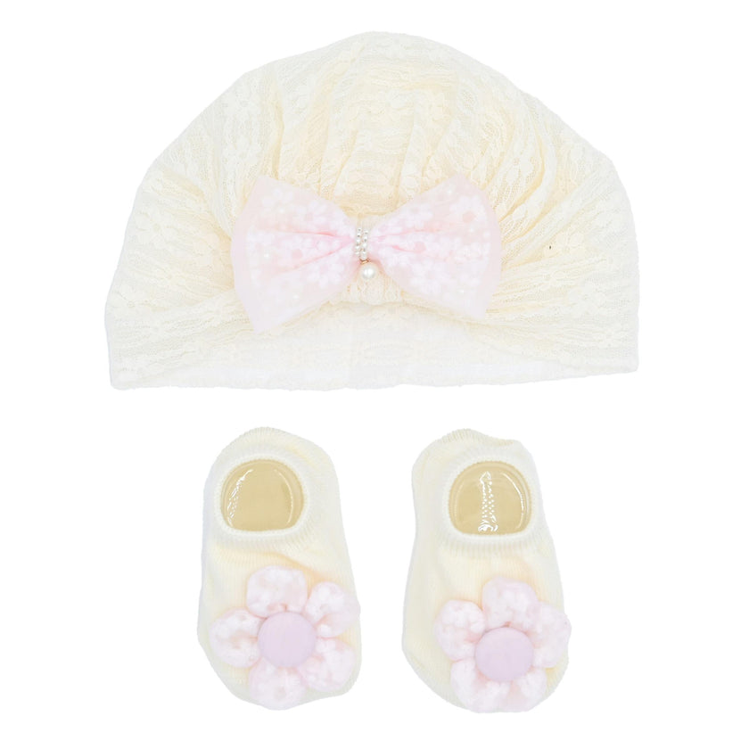 Pink Bow and Flower White Gift Set