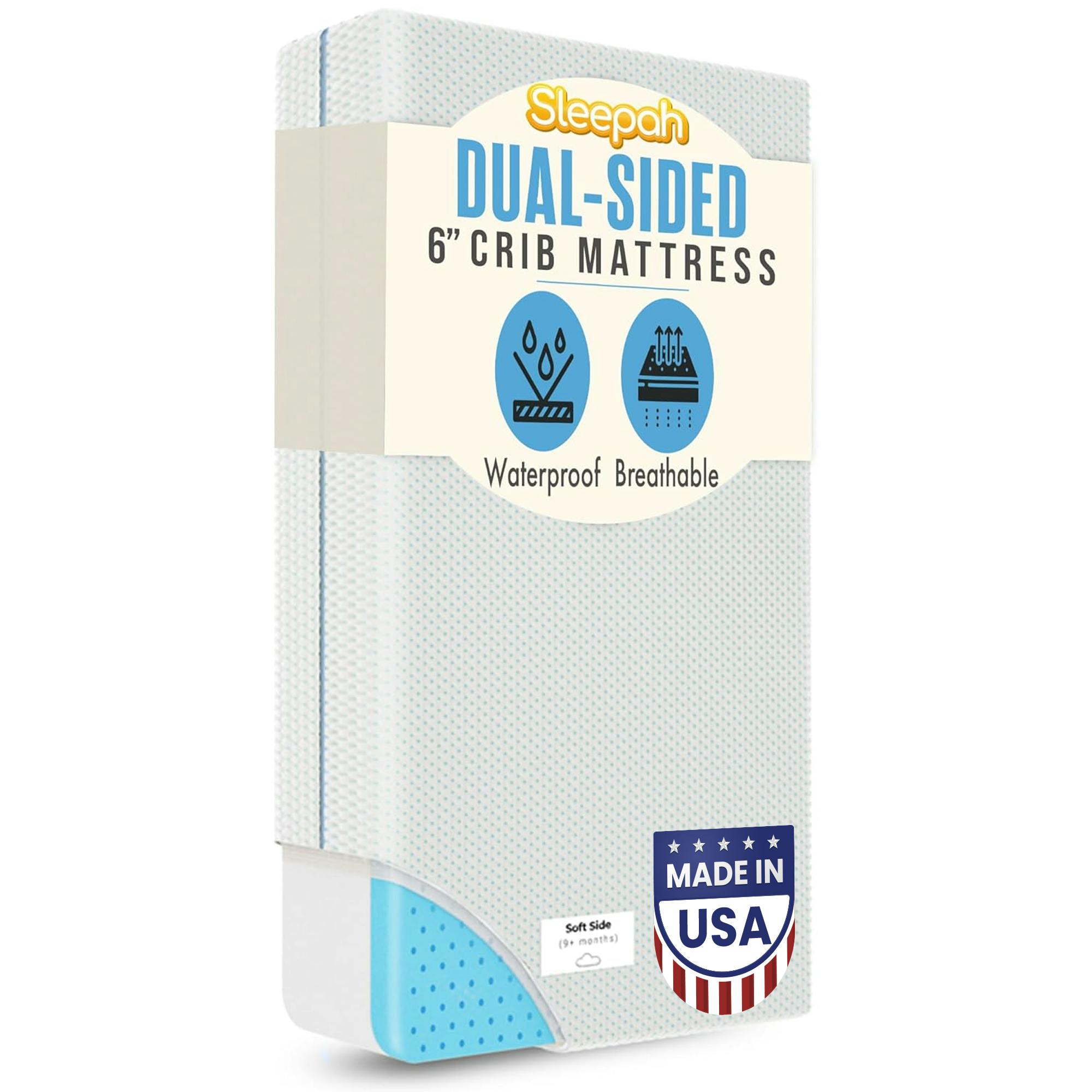 6” Crib Toddler Bed Mattress – Made in USA – Breathable Waterproof Washable