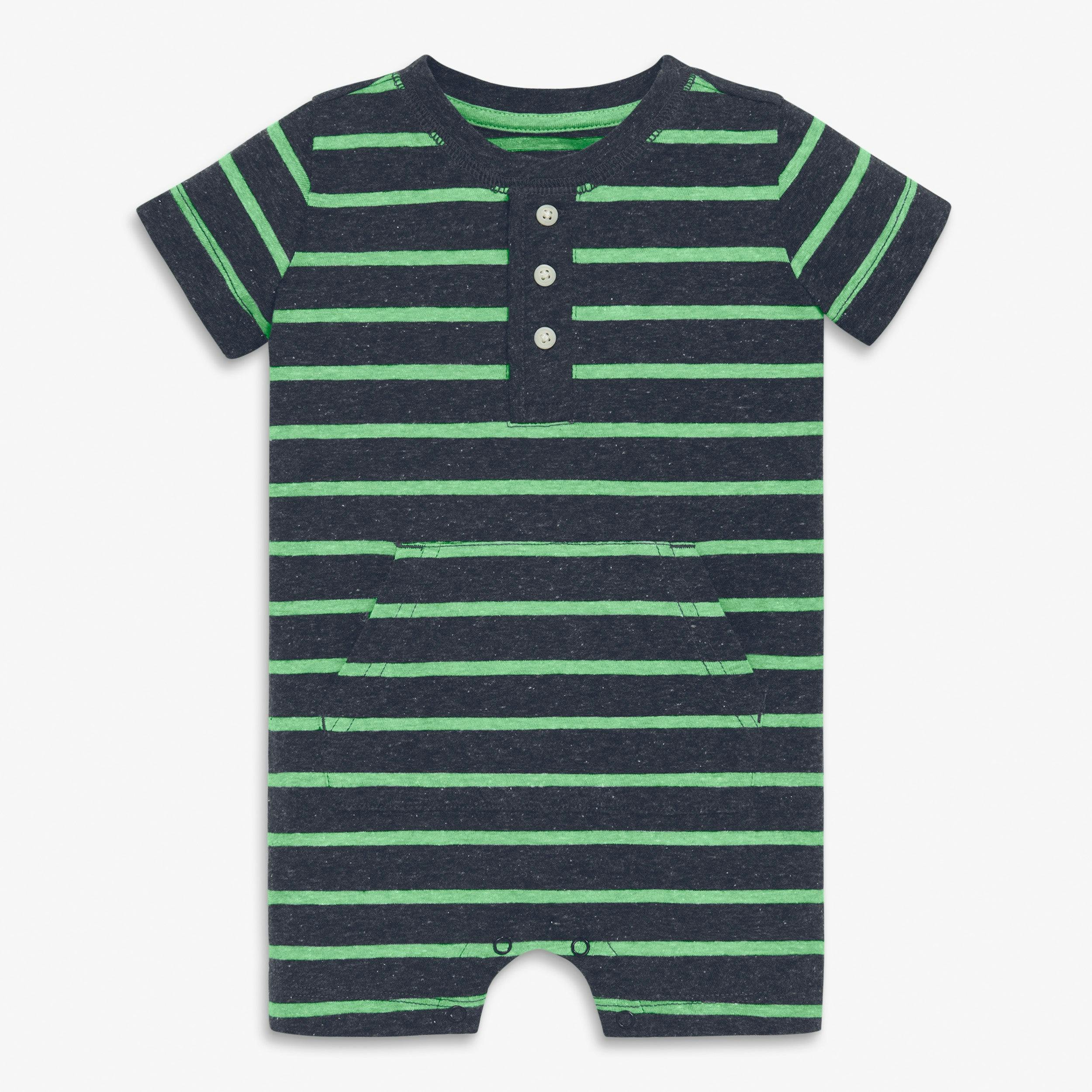 Baby heathered henley shortie in stripe