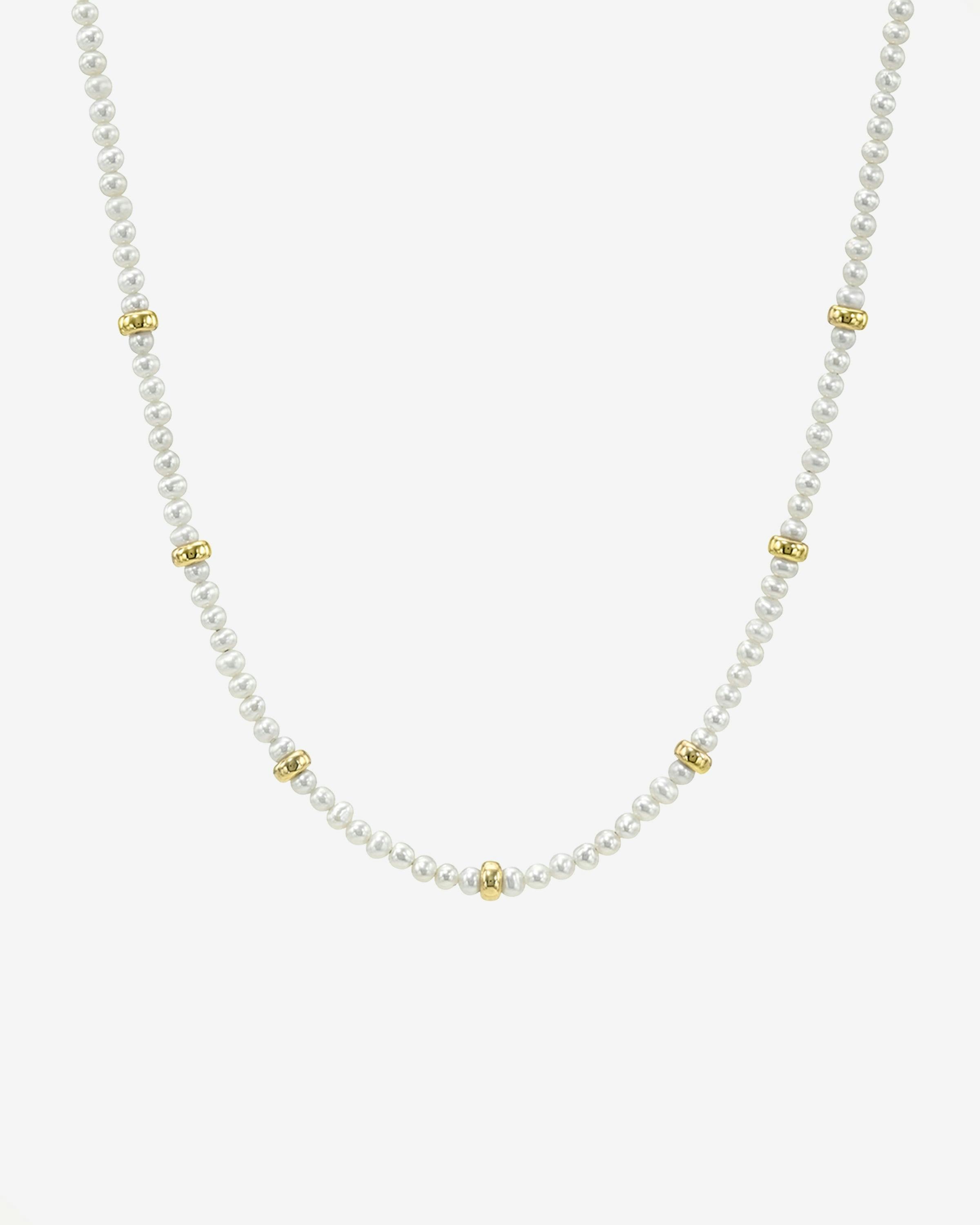 14K Gold Pearl Segment Bead Necklace