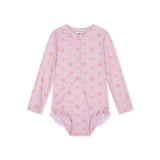 UV Swimsuit Girls With Long Sleeves - Pink - Shell Tastic