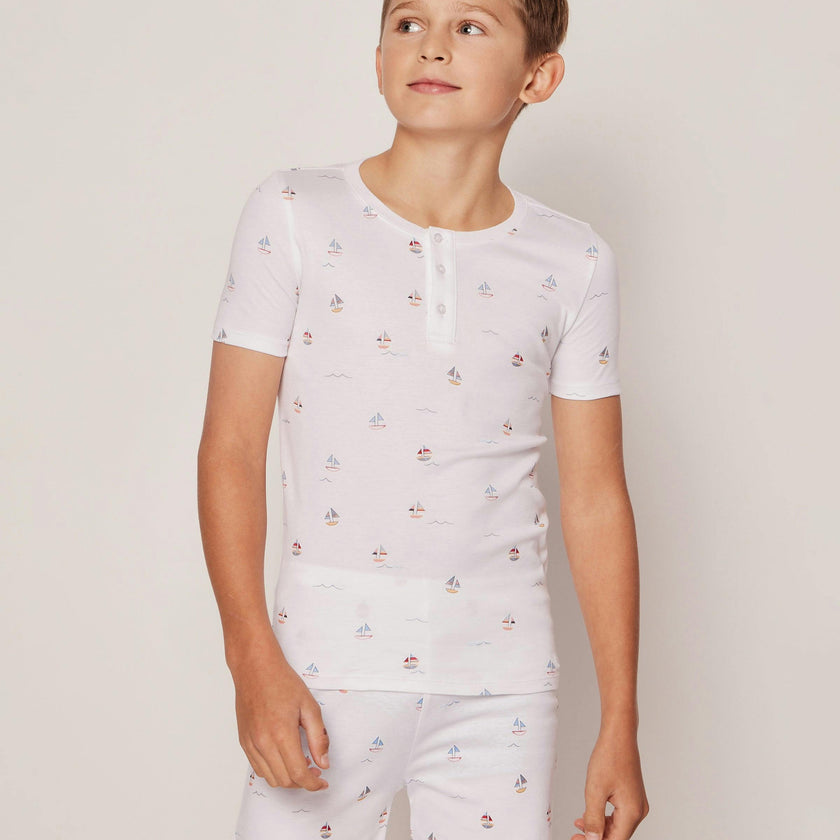 Kid's Pima Snug Fit Pajama Short Set in Bateau