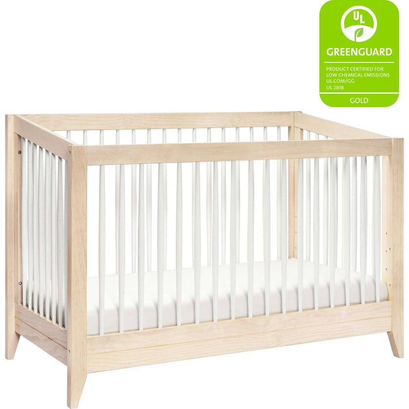 Sprout 4-in-1 Convertible Crib with Toddler Bed Conversion Kit in Washed Natural / White