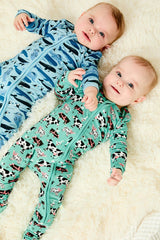 Soft & Stretchy Zipper Footie - Farm Friends