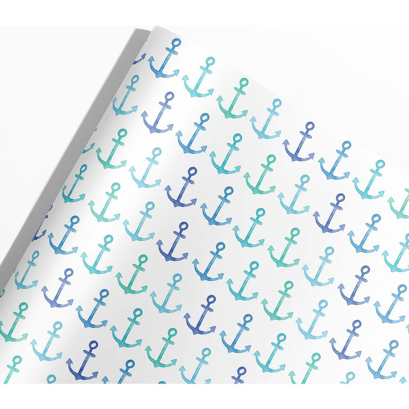 Blue Anchors Coastal Gift Wrap