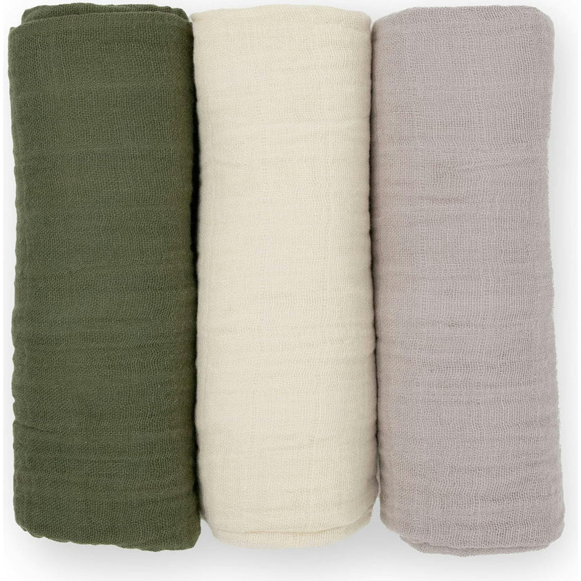 Cotton Muslin Swaddle Blanket 3 Pack - Fern 2
