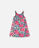Swim Beach Dress Blue Floral And Leopard Print
