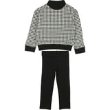 Kids Unisex Soft Gingham Neck Sweatshirt & Legging Set