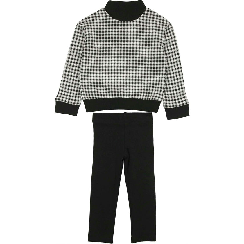 Kids Unisex Soft Gingham Neck Sweatshirt & Legging Set