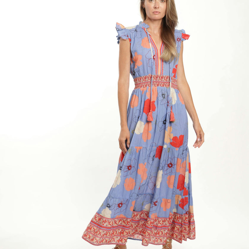 Anais Maxi  Dress - Blue Toile