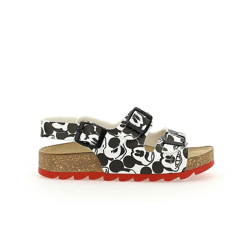 White Mickey Mouse Red Sole Sandals