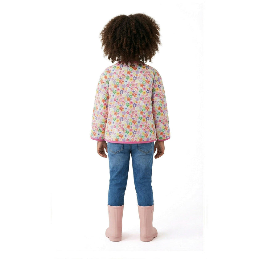 Girls Cream Bomber | Floral Print