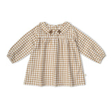 Organic Peter Pan Collar Dress - Oat Gingham