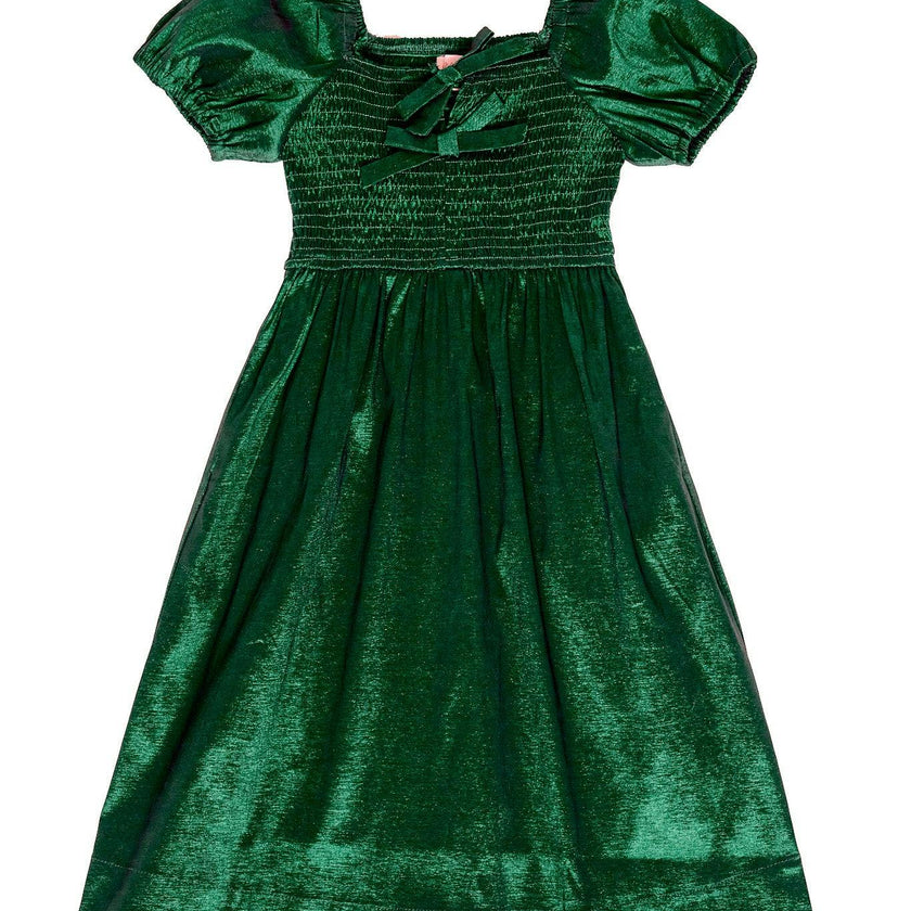 Mini Cassie Dress in Green Taffeta