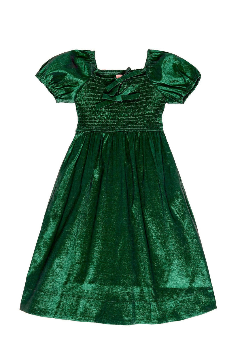 Mini Cassie Dress in Green Taffeta